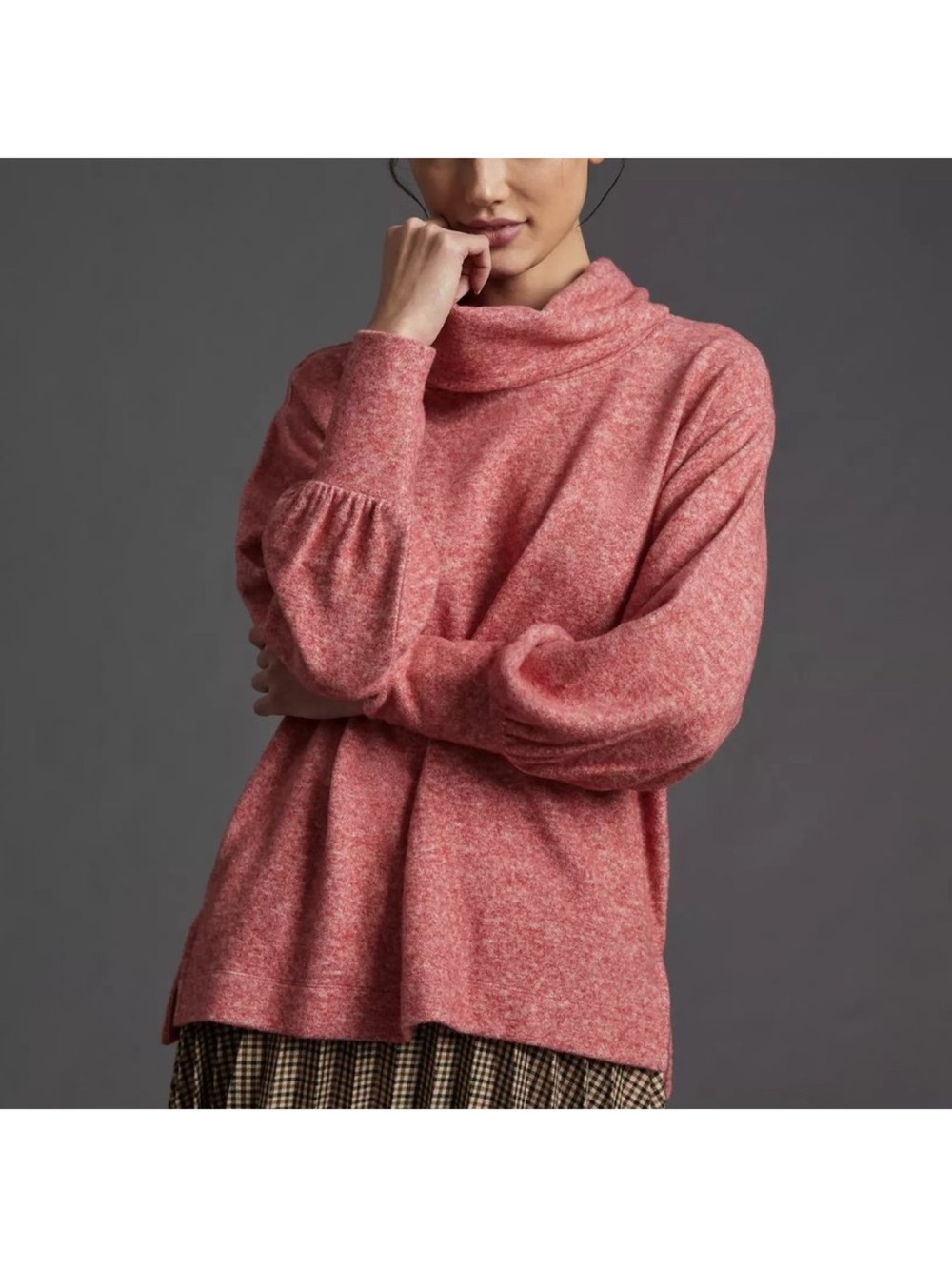 Anthropologie Maeve cowl neck cozy fleece balloon sleeve sweater